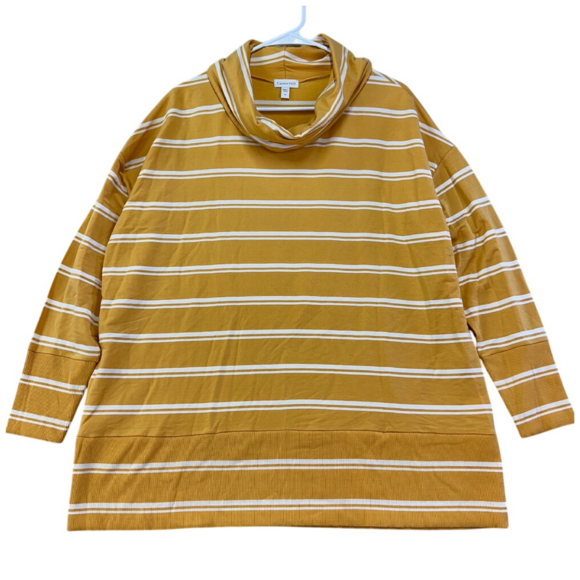 Garnet Hill Tops - Garnet Hill Blouse Womens M Yellow Cowl Neck Long Sleeve‎ Tencel Lyocell Striped